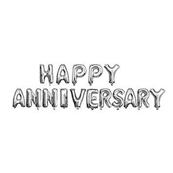 1Pc Silver Happy Anniversary Balloons