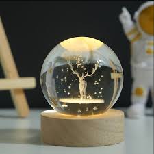 mikworld Deer Crystall Ball for Home Decor Creative Crystal Ball,USB LED Crystal Ball Night Lamp  (6 cm, Transparent)
