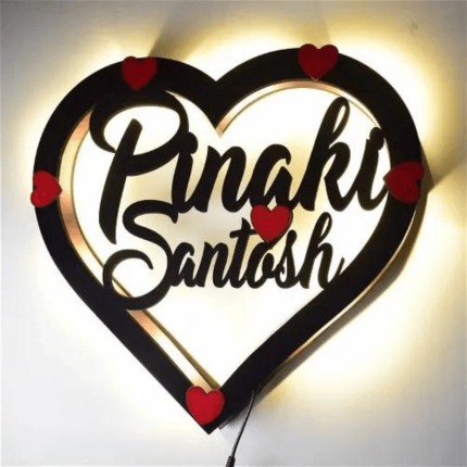 Customized Couple Heart Name Wall Hanging With Led Light SKU#: walldecor1