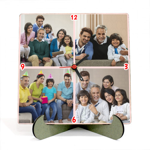 Personalized Square Shaped Clock (Four Photos)